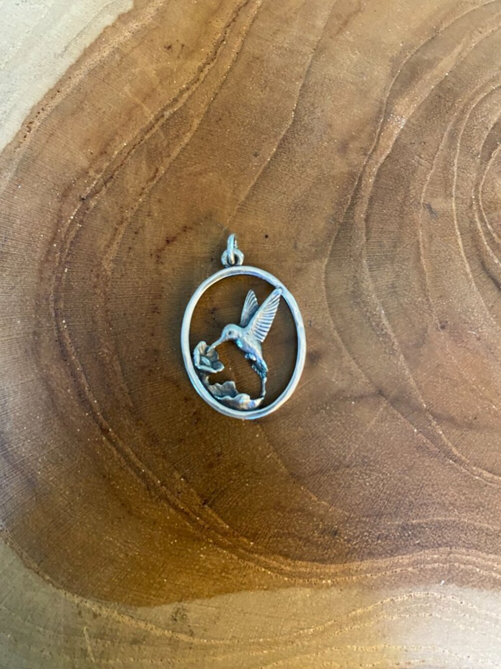 RETIRED James Avery Hummingbird Oval Charm or Pendant, Sterling Silver